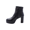 Bottines en cuir à plateau - Noir