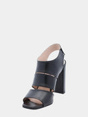 Sandales en cuir à talon - Noir