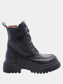 ALBANO - Bottines pour Femmes en cuir à lacets et éclair latérale - Vitello Nero