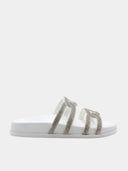 Sandales avec strass argentés - Blanc