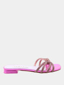 Mules plates en strass - Fuchsia
