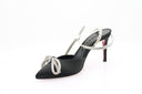 Escarpins en satin à talon - Noir