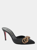 Mules en satin à talon - Noir