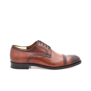 ANTONIO MAURIZI - Richelieu Homme en cuir ornée de perforations - Cognac