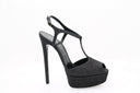 Sandales Plateformes en cuir - Denim Noir