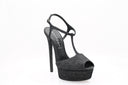 Sandales Plateformes en cuir - Denim Noir
