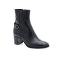 Bottines en cuir à talon (6cm)  - Noir