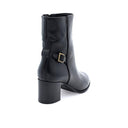 Bottines en cuir à talon (6cm)  - Noir