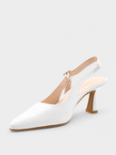 GEIR Escarpin slingback en cuir - Blanc cassé