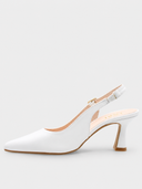 GEIR Escarpin slingback en cuir - Blanc cassé