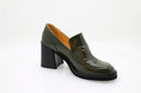 Mocassins en cuir verni - Vert Olive