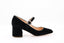 babies en velours noir Rupert Sanderson Carmen Mary Jane avec bout carré, talon carré de 4.5 cm et sangle décorative réglable pour un look chic et confortable