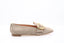 mocassins Rupert Sanderson Chesla Loafer en cuir suède smoke avec bout pointu et détail doré, mocassins Rupert Sanderson avec semelle en cuir et décor doré, chaussures Rupert Sanderson Chesla Loafer suède smoke bout pointu, mocassins élégants Rupert Sanderson pour femme avec décoration dorée à l’avant
