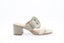 mules en cuir tressé Vicenza vert sauge et ivoire, mules à talon épais Vicenza élégantes et confortables, chaussures Vicenza en cuir avec semelle rembourrée, mules Vicenza pour un look raffiné et décontracté