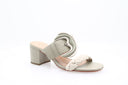 Mules en cuir tressées - Gris vert