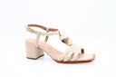 Sandales en cuir en raphia tressé - Crème
